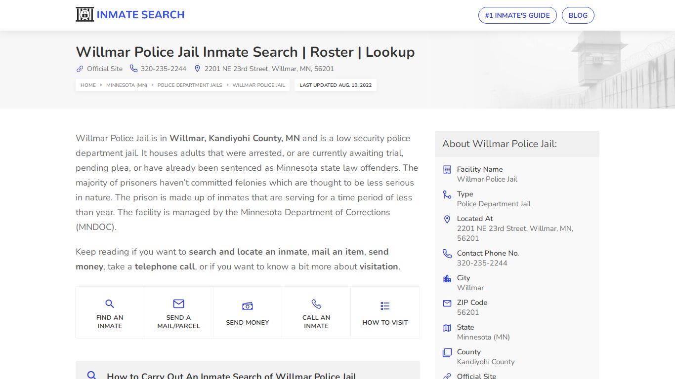 Willmar Police Jail Inmate Search | Roster | Lookup